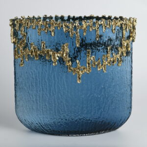 Make a bold statement with the Small Blue Cascade Luxe Vase—a stunning fusion of modern elegance and artistic flair. Featuring a rich cobalt blue body with a textured finish