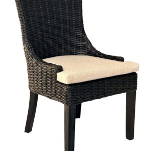 Bring casual sophistication to your dining space with the Alfresco Black Dining Chair. Featuring a handwoven rattan inspired design in a rich black finish